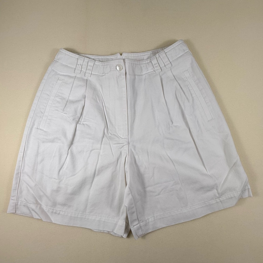 Vintage Lizsport White Pleated High-Rise Women's Shorts Size 8P